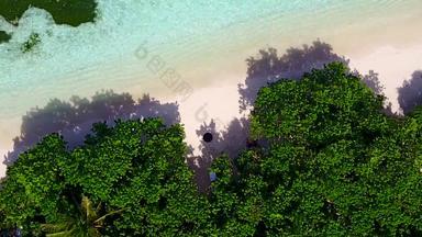 无人机视图风景美丽的旅游海滩旅行阿卡蓝色的海明亮的沙子背景